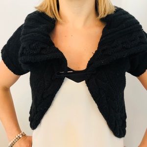 Hurley black knit bolero with large collar